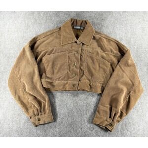 Addie Brown Corduroy Cropped Jacket Women's Small Button Front Long Sleeve Retro